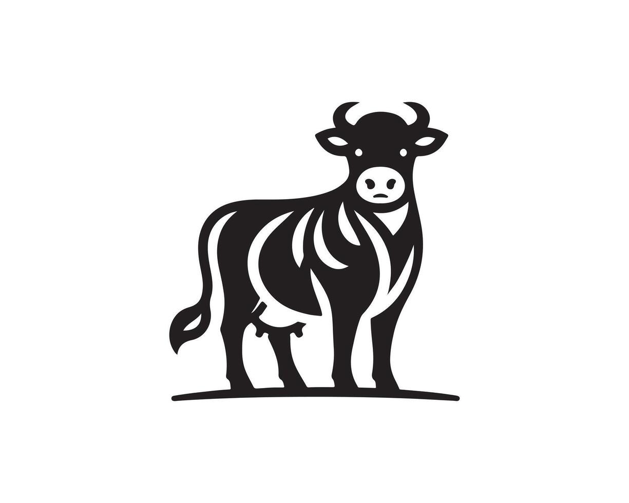 A black and white cow logo vector
