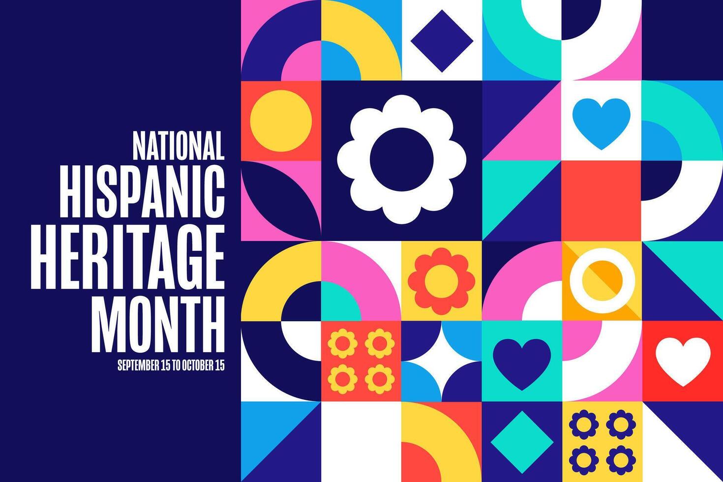 National Hispanic Heritage Month. September 15 to October 15. Holiday concept. Template for background, banner, card, poster with text inscription. vector
