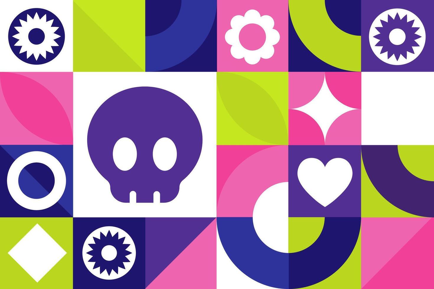 Dia de los Muertos. Day of the Dead, seamless geometric pattern. Template for background, banner, card, poster. vector
