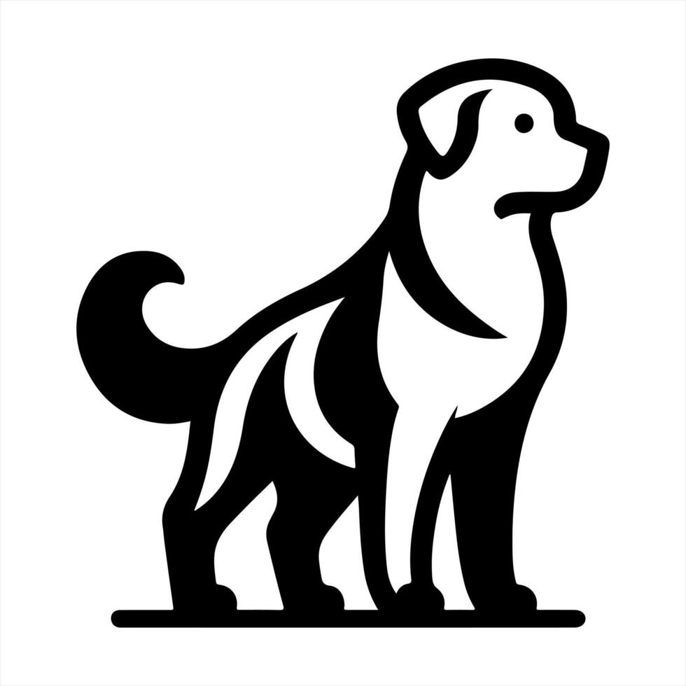 A black and white dog logo on a white background vector