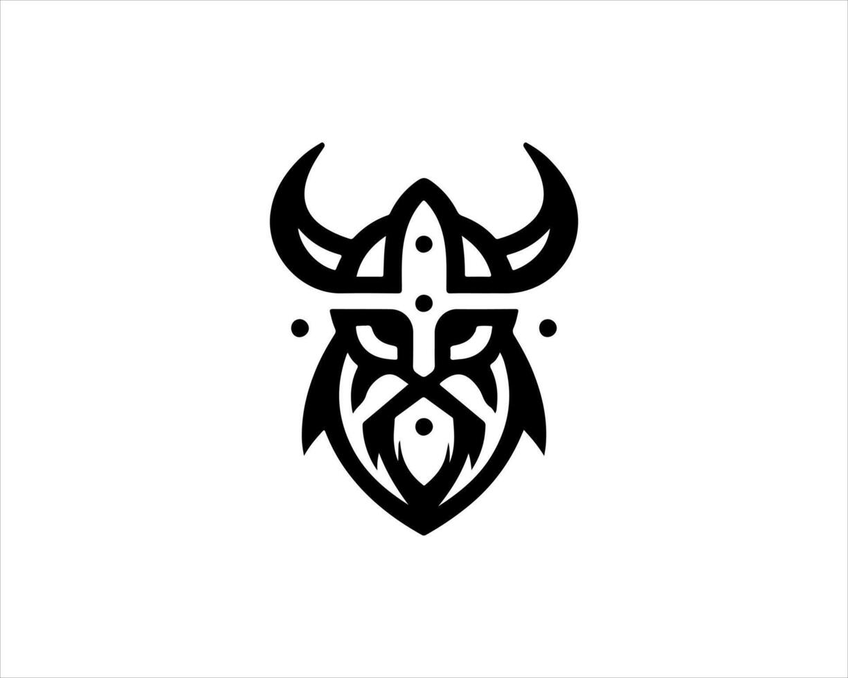 A black and white logo for a viking vector