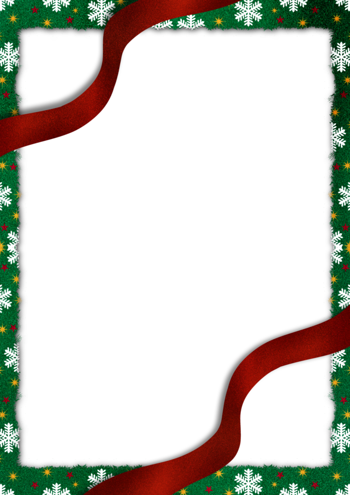A christmas frame with red ribbon and snowflakes png