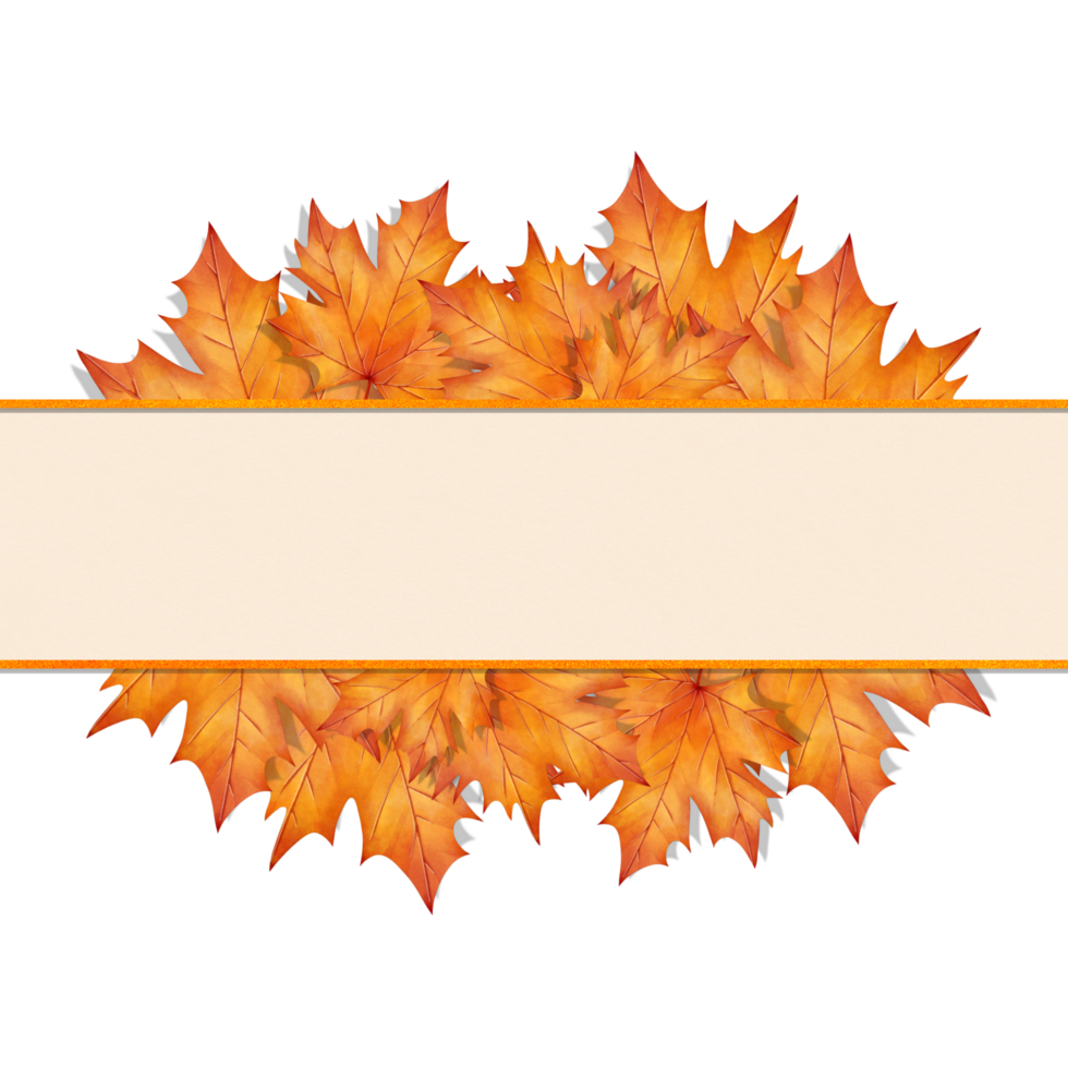 Autumn Fall leaves banner on Transparent Background png
