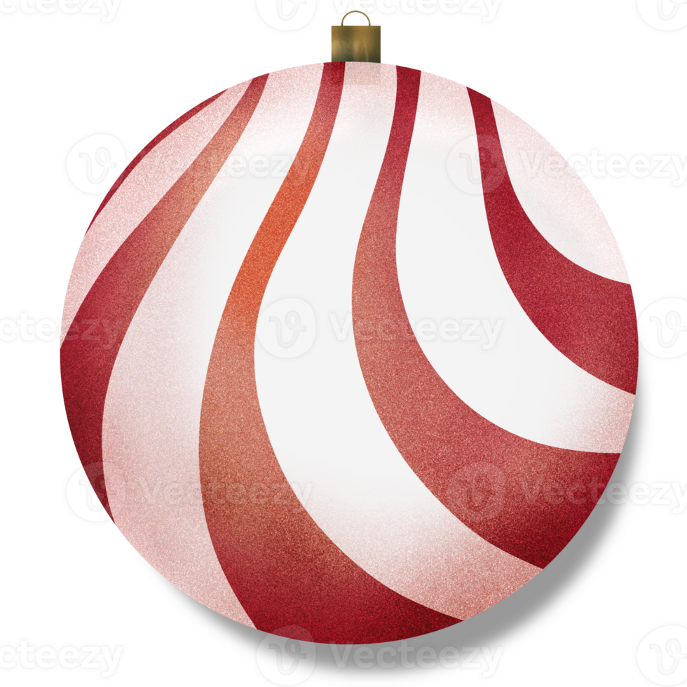 A red and white christmas ball with a gold top png