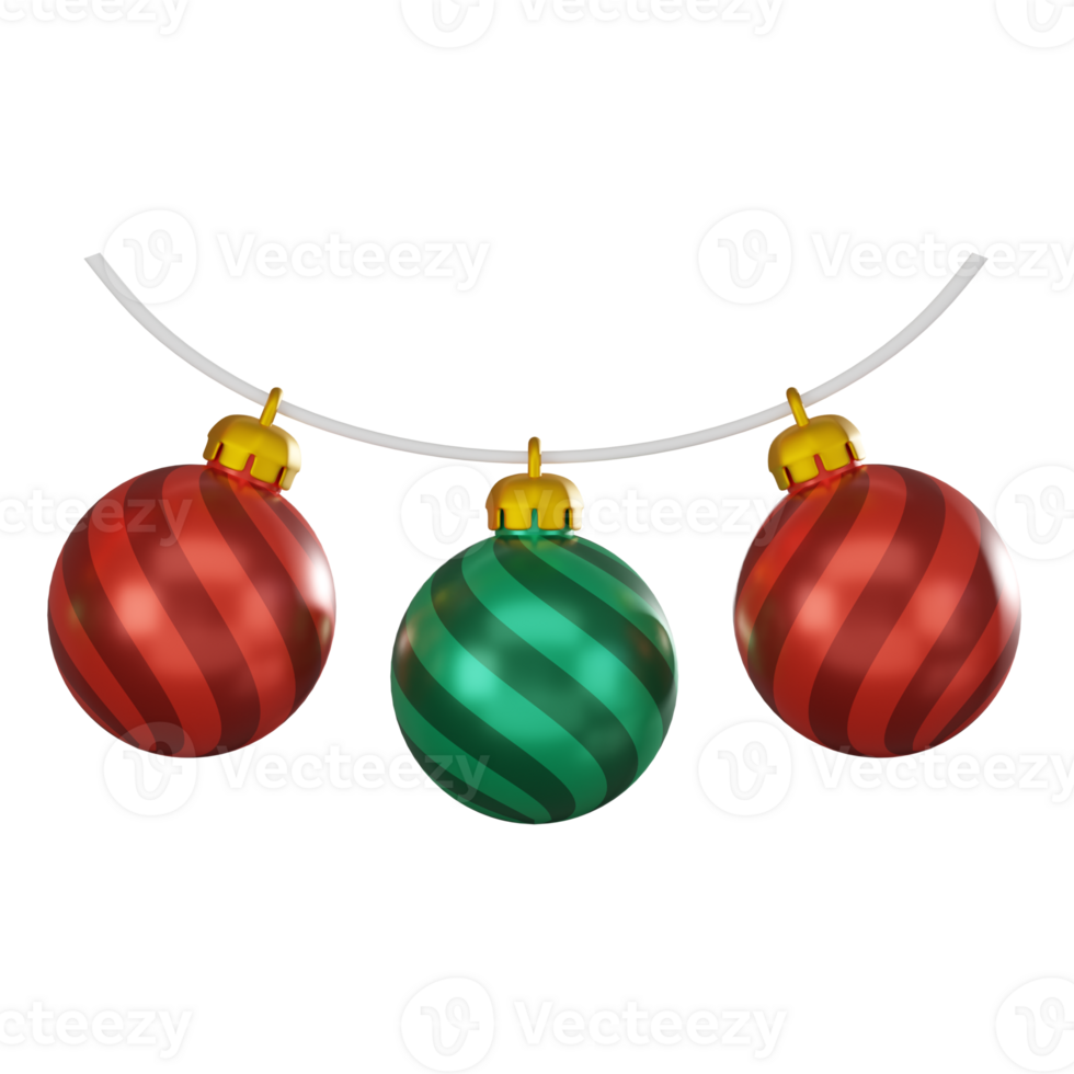 3D render Festive Christmas Ball Ornaments Colorful Traditional Holiday Decoration. png
