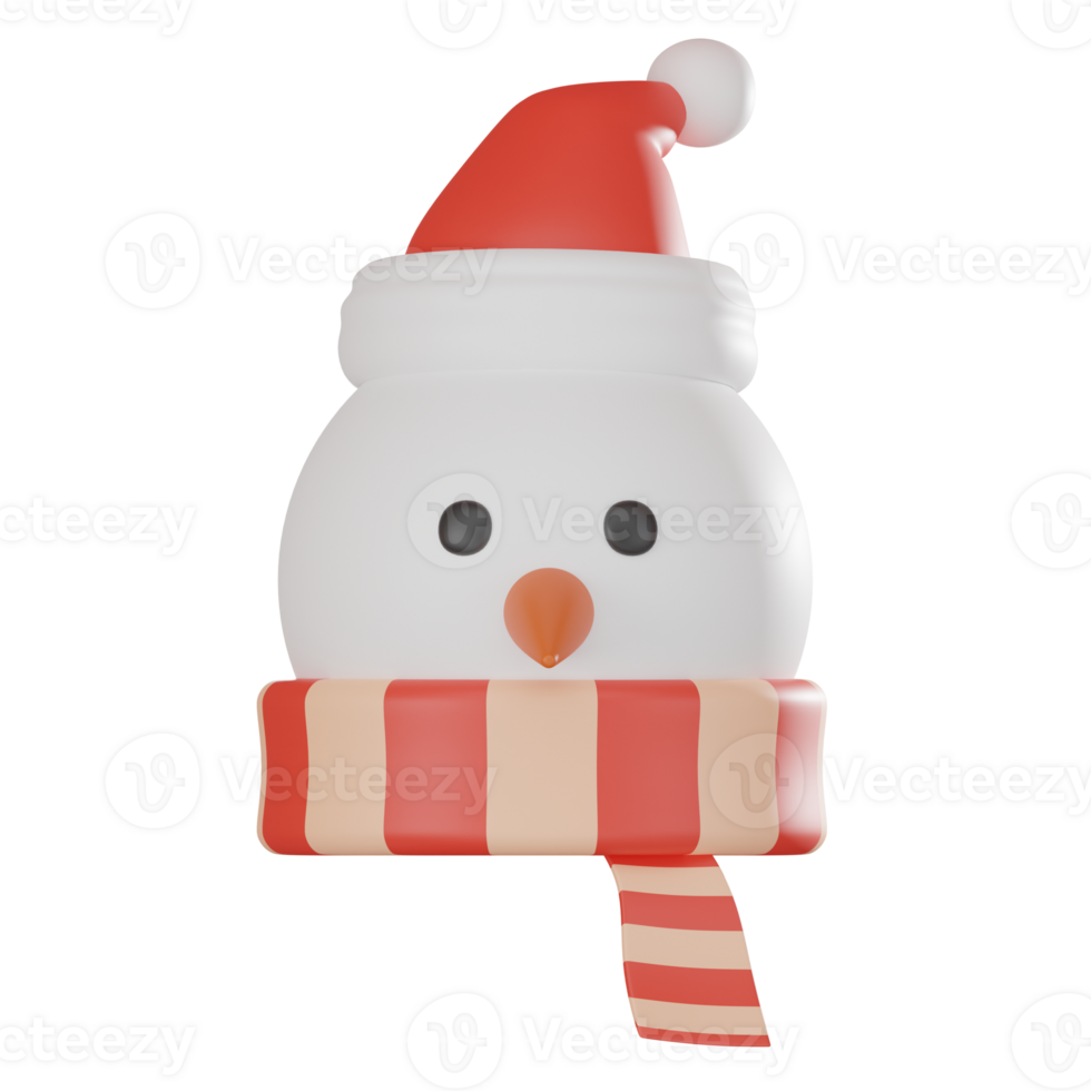 3D render snowman with hat and scarf christmas festive Icons. png