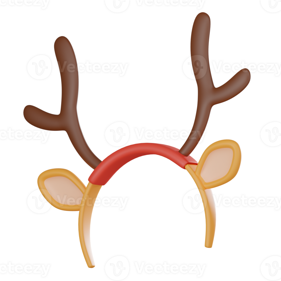 3D render illustration reindeer antler headband icon for seasonal celebrations and parties png