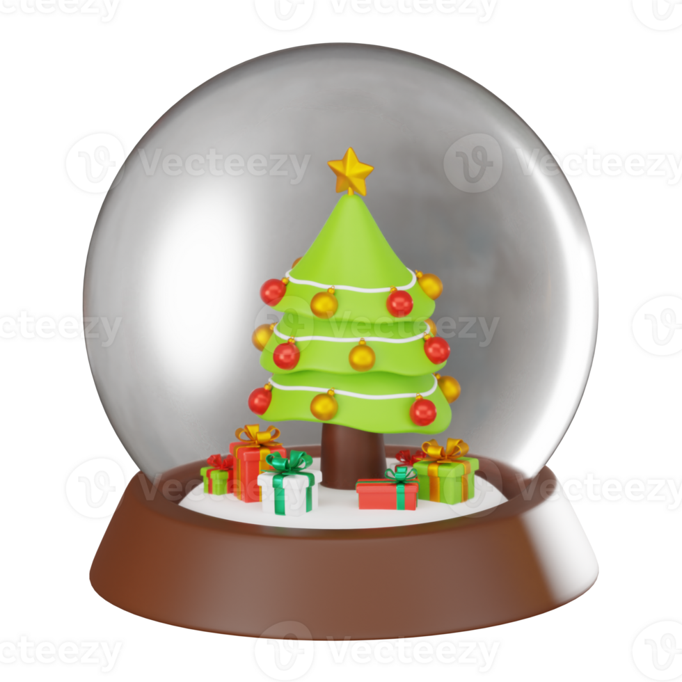 3D Render Illustration Whimsical of a Christmas Snow Globe, Festive and Delightful png
