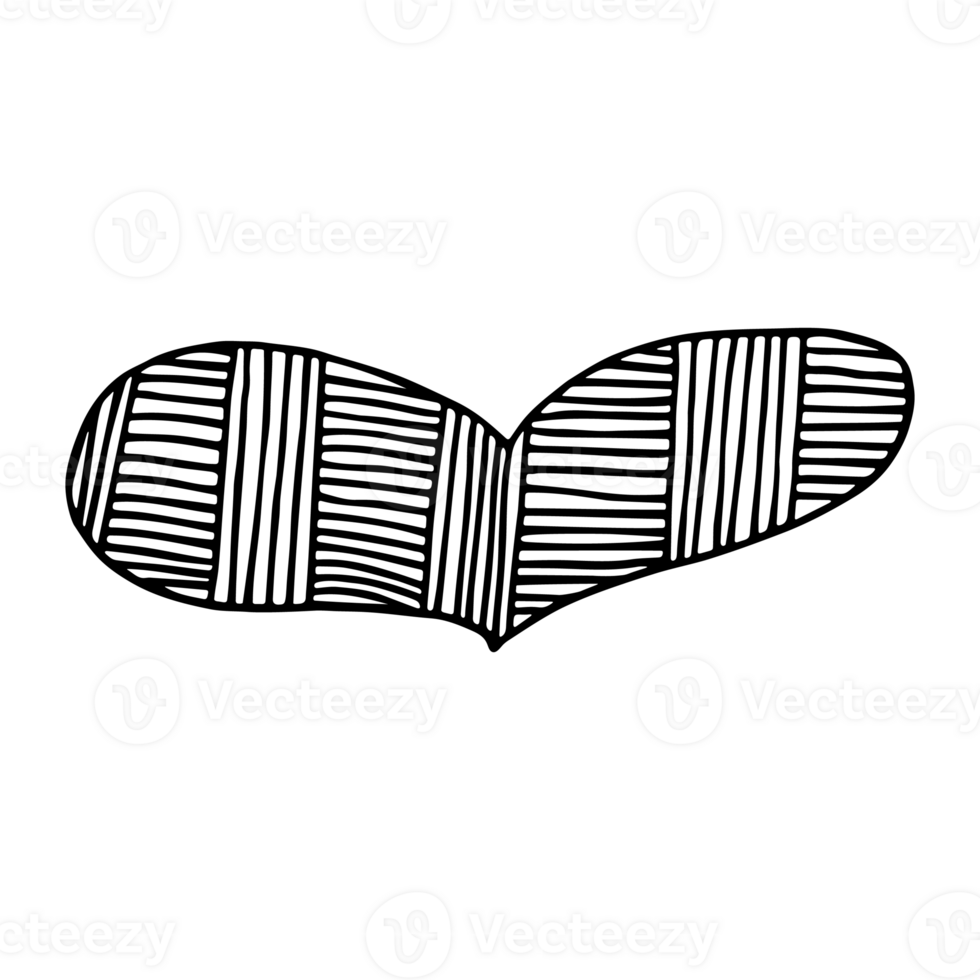 Thick Geometric Heart Icon Decorated with Horizontal and Vertical Hatched Lines. Abstract Doodle Love Icon. Black Hand-Drawn Contour Isolated on a Transparent Background. png