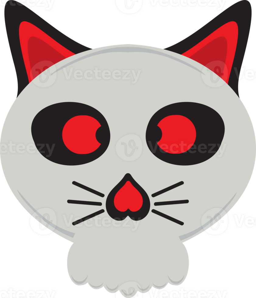 a cartoon cat with red eyes and black nose png