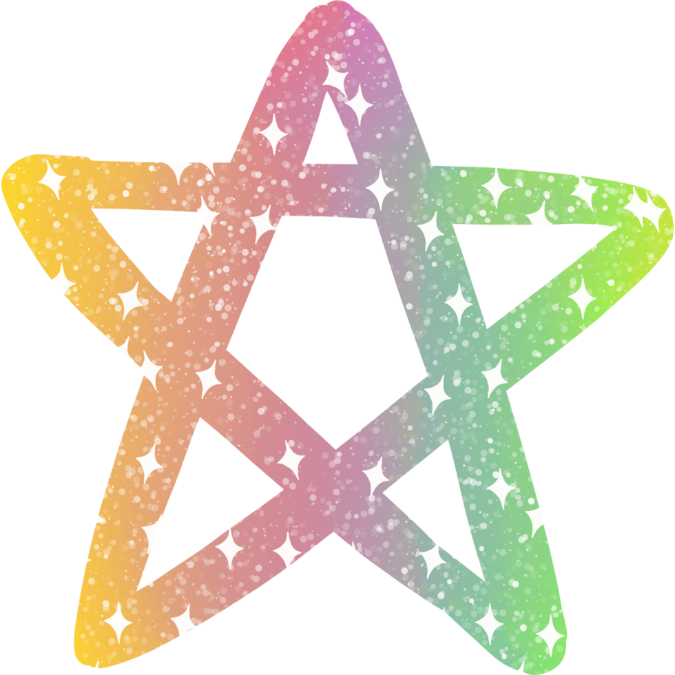 Colorful star with glitter inside png