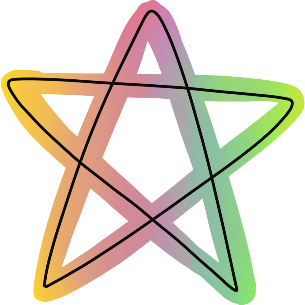 Colorful drawing star for decaration png