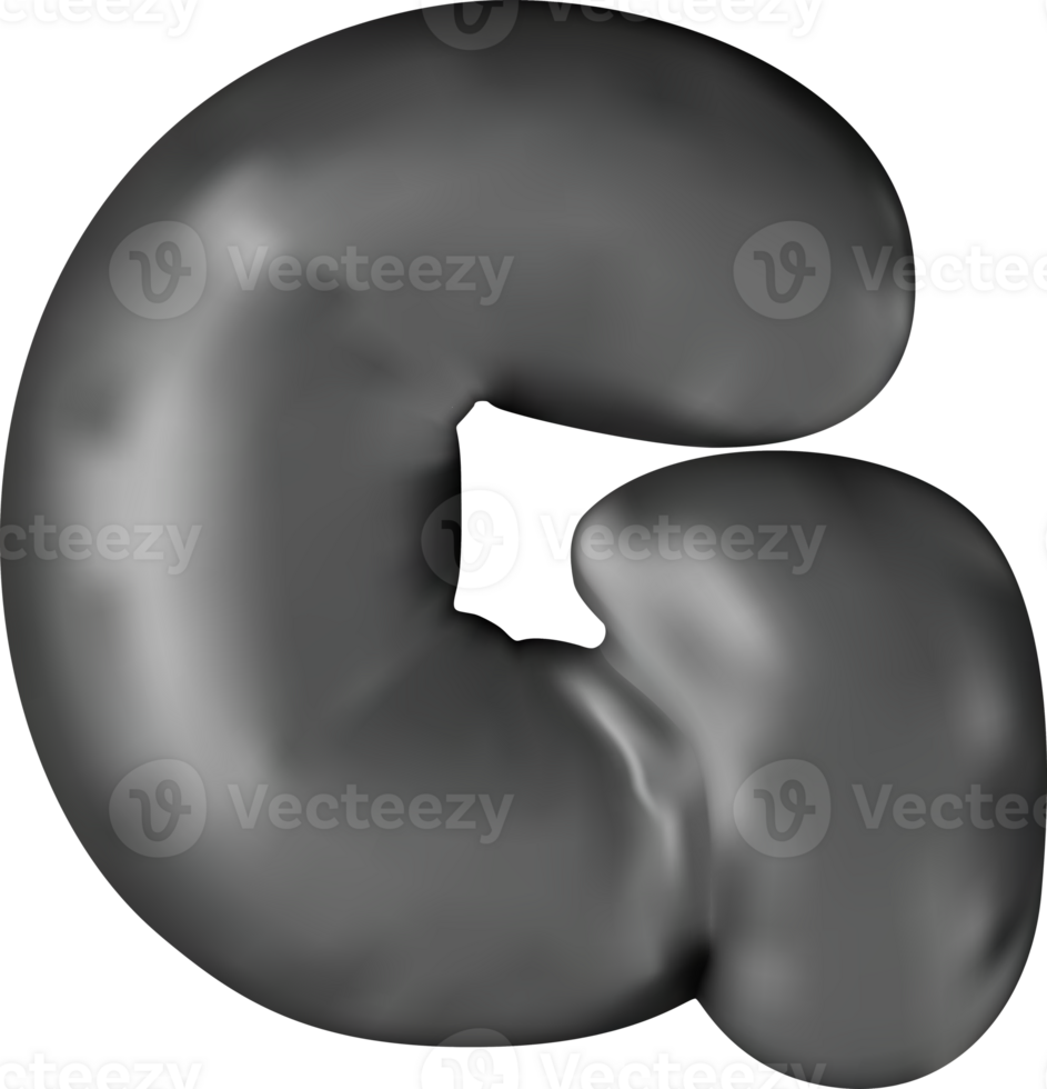 3d black alphabet balloon single letter G png