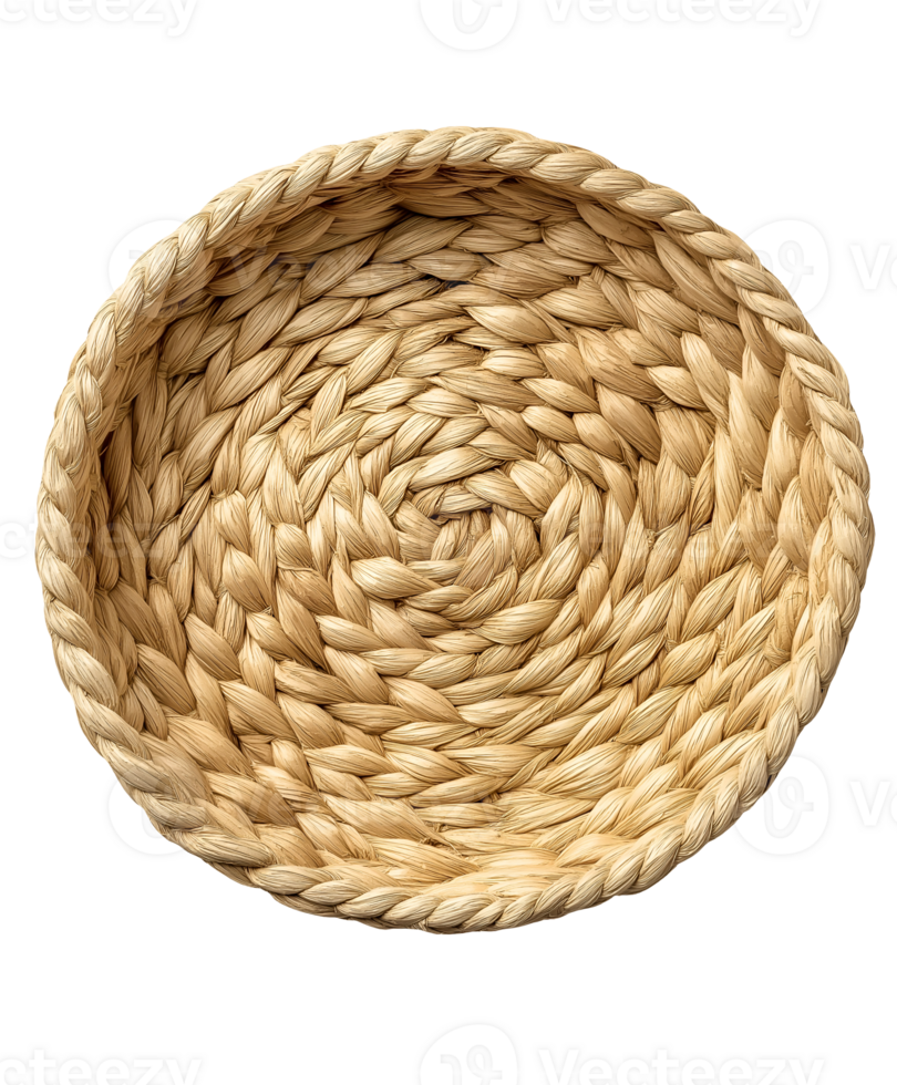 natural woven straw basket lightweight and versatile for home decor or storage on isolated background png