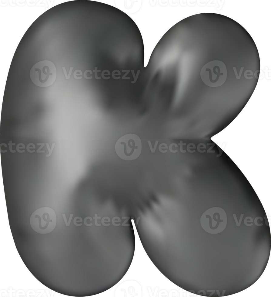 3d black alphabet balloon single letter K png