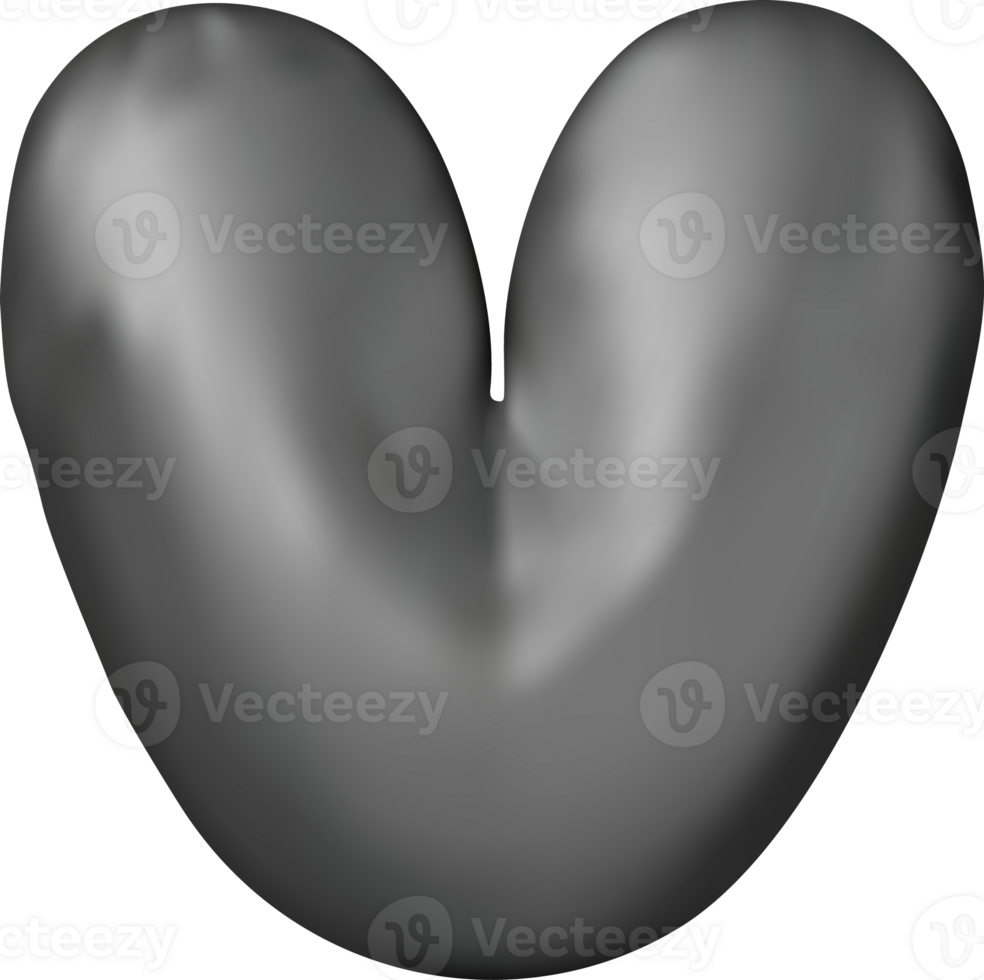 3d black alphabet balloon single letter V png