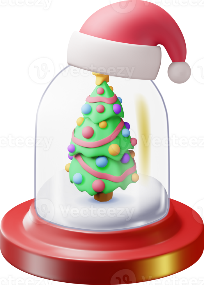 3D Glass Christmas Snow Globe with Tree png