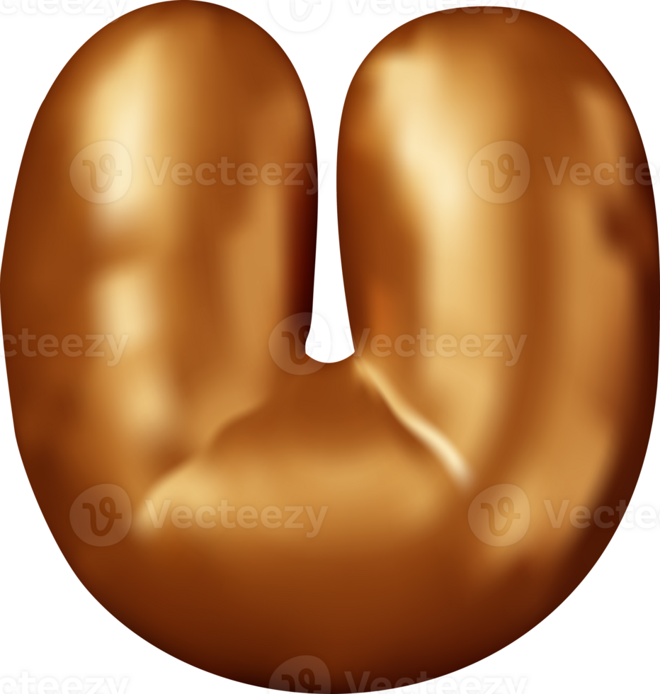 3d bronze alphabet balloon single letter U png