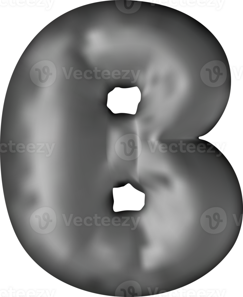 3d black alphabet balloon single letter B png