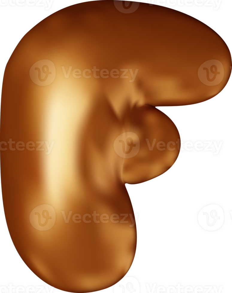 3d bronze alphabet balloon single letter F png