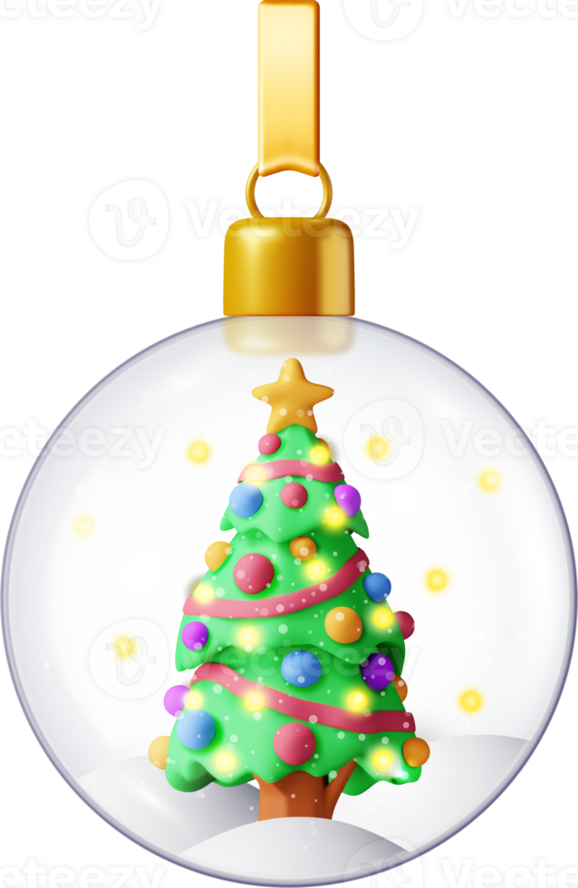 3D Glass Christmas Snow Ball with Tree png