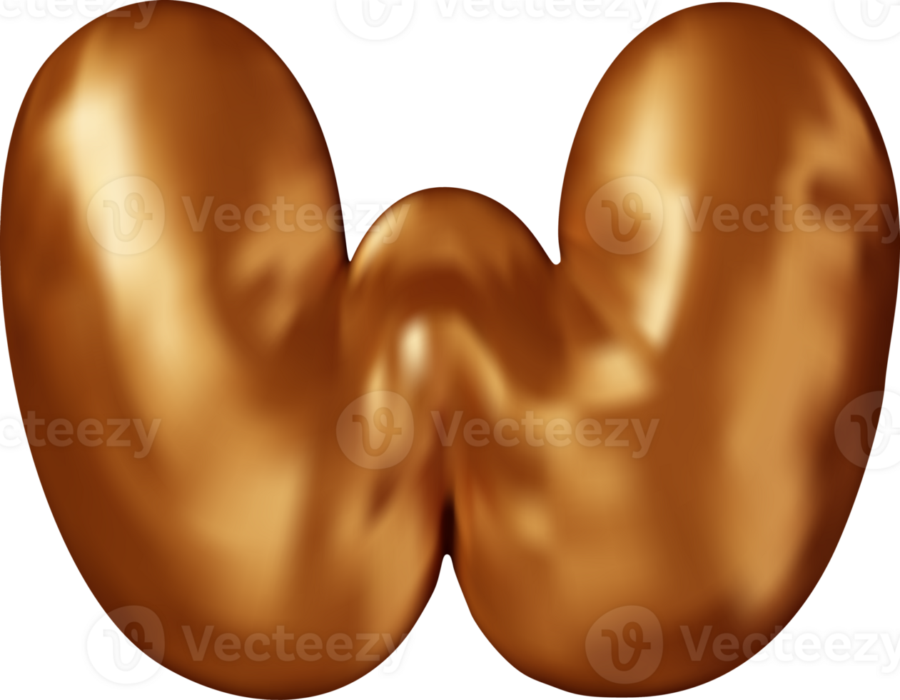 3d bronze alphabet balloon single letter W png