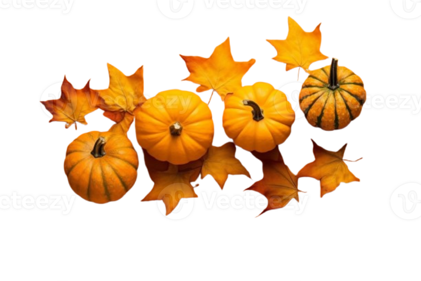pumpkins and leaves on a Halloween background png