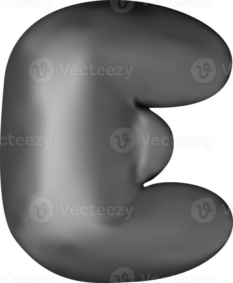 3d black alphabet balloon single letter E png