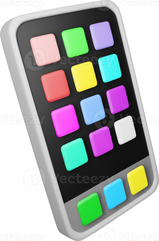 3d smartphone with UI icons png