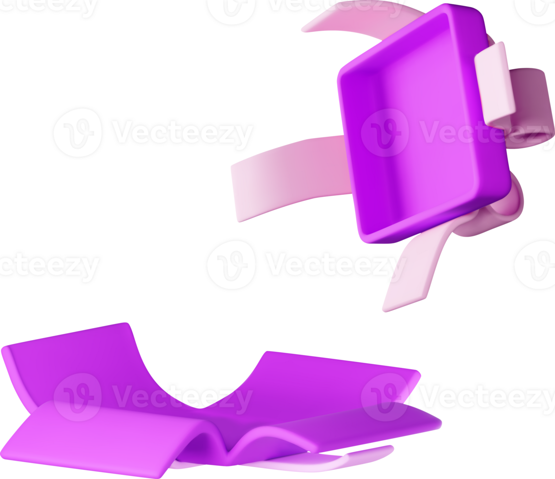 3D Open Gift Box with Bow Icon Purple png