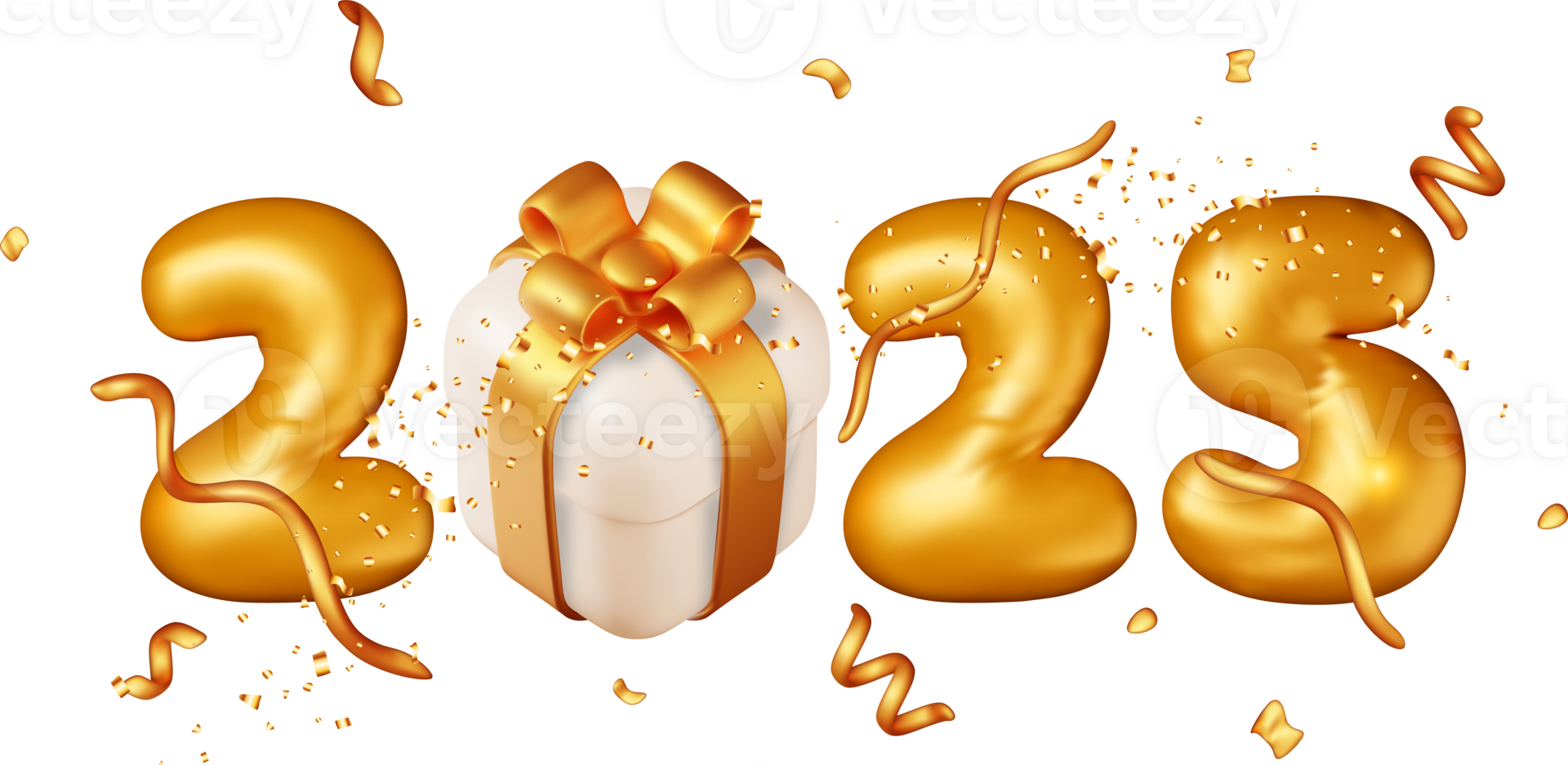 3d Gold Balloon 2025 New Year Symbol png
