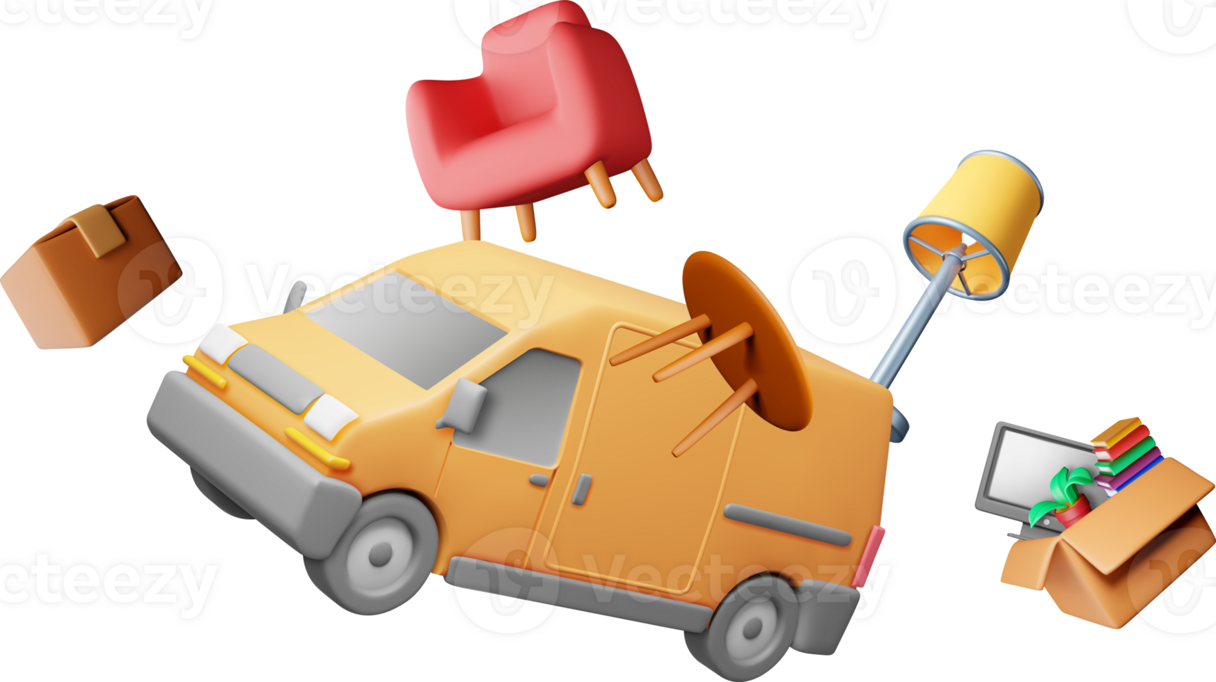 3D delivery van with home items png