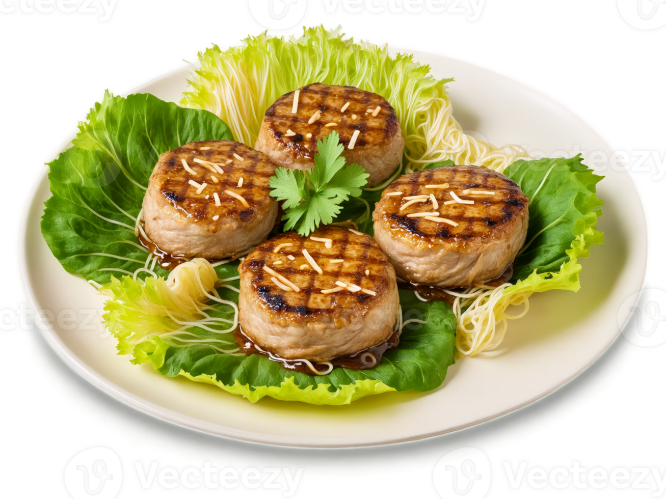 Bun Cha Grilled pork patties and vermicelli noodles served with tangy sweet and sour dipping png