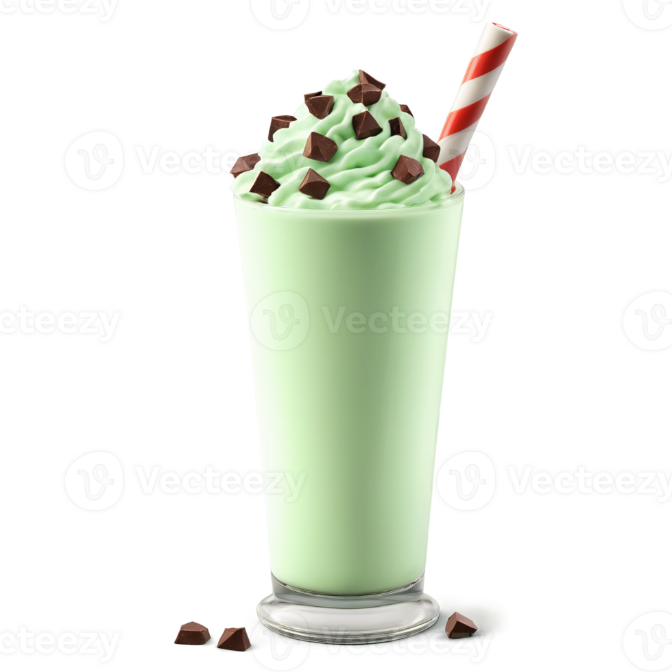 Mint Chocolate Chip Milkshake green hue chocolate chips refreshing taste inviting Summer drink concept Final png