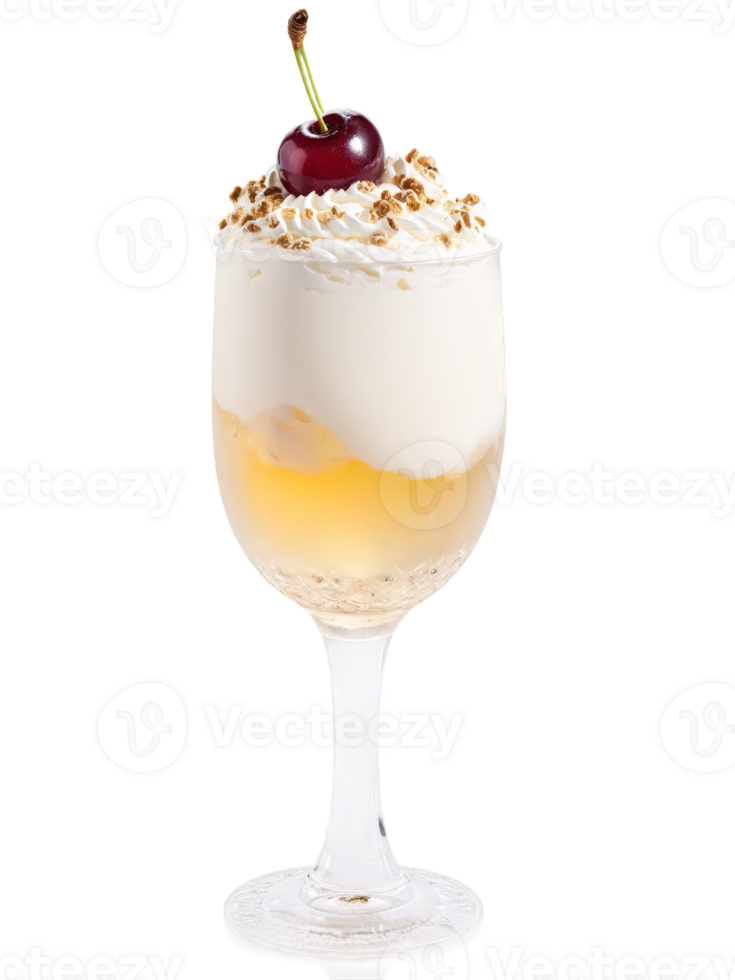 Pavlova Dessert Wine Float Tall glass with ice cream and the sweet sparkling wine topped png