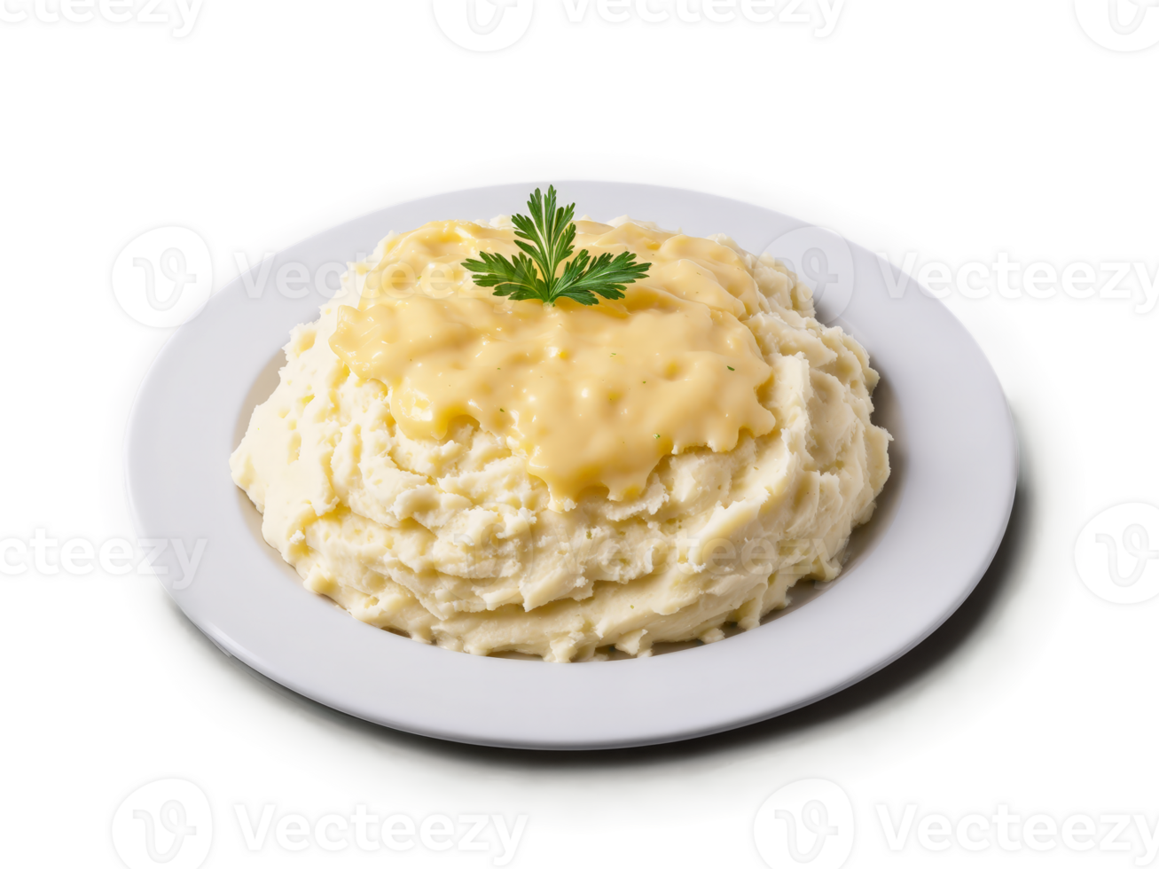 Mashed Potatoes Creamy fluffy mashed potatoes with pat of melted butter isolated on soft white png