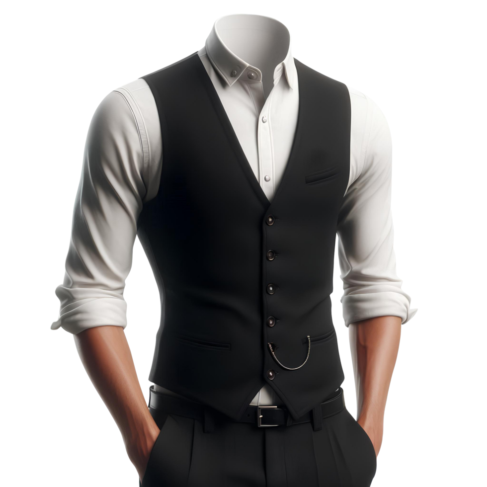 Stylish Headless Figure in Rolled-Up Sleeves png