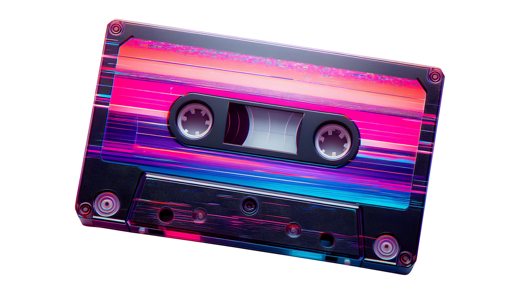 Neon Glow Cassette Tape Retro 80s Vibes png