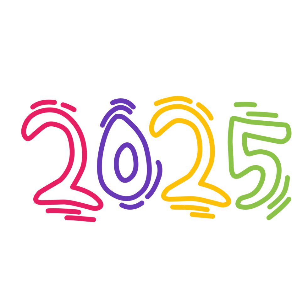 2025 new year doodle outline png