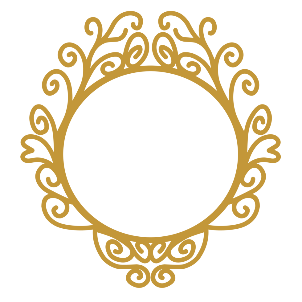 Organic golden frame pattern png