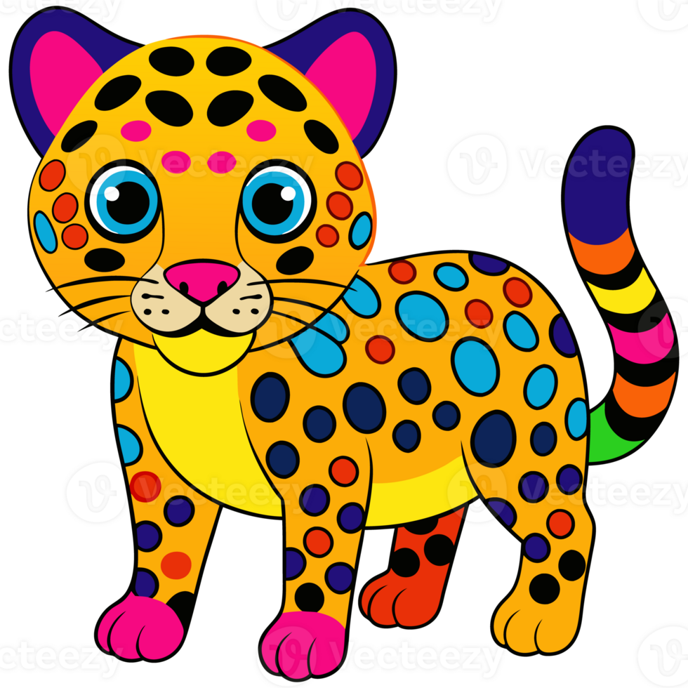 Vibrant Visions The Life of a Colorful Baby Leopard png