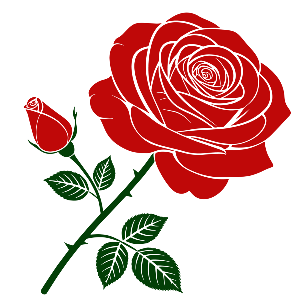 Stylish Rose Silhouette for Print and Web png