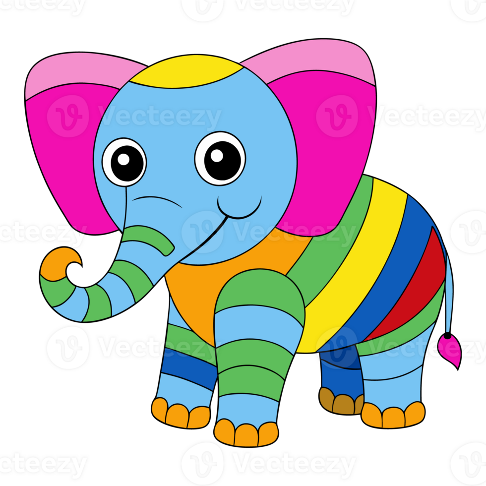 Fantasy-Inspired Colorful Baby Elephant Illustration for Kids, Animal Lovers, and Nursery Decor png