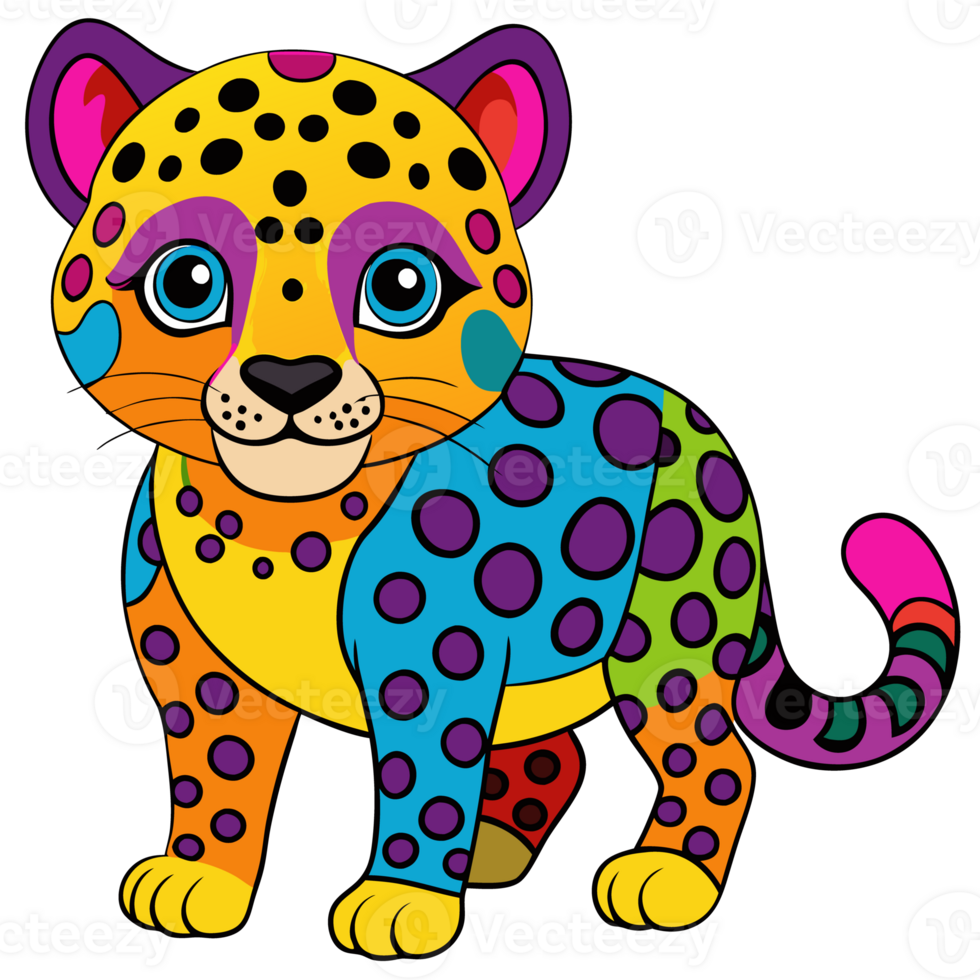 Whimsical Wonders The Colorful Baby Leopard png