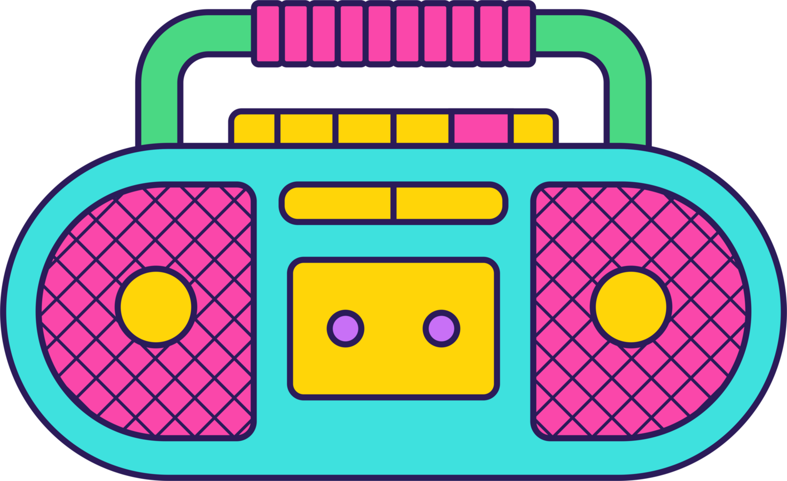 a colorful boombox on a transparent background png