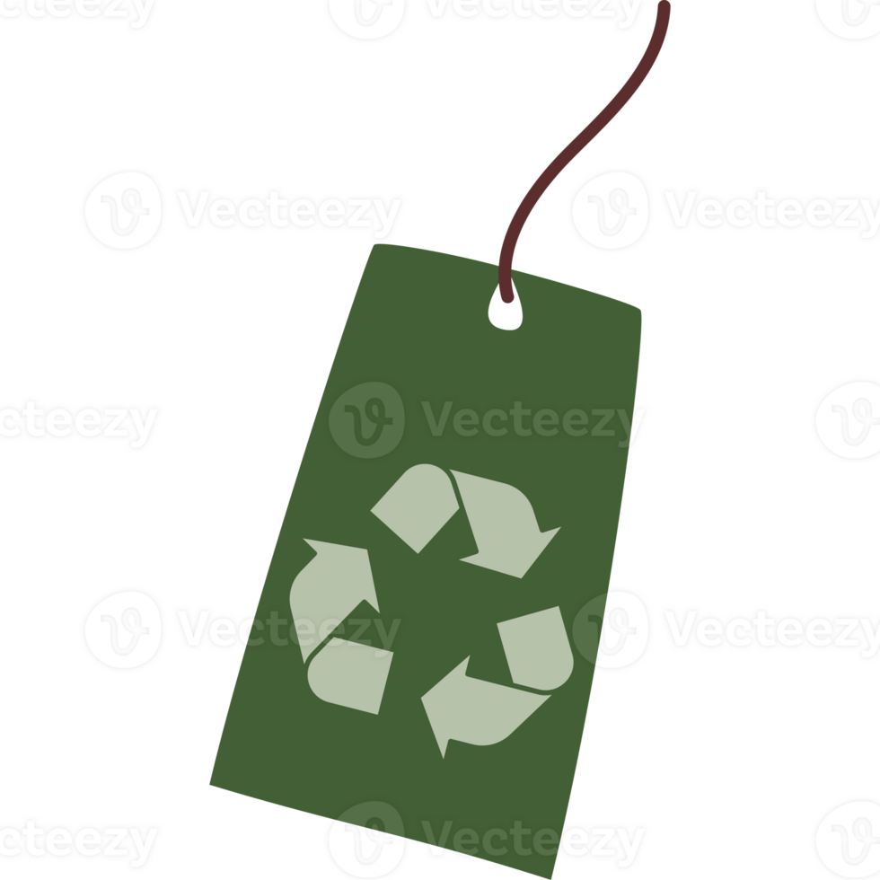 Green price tag with recycling sign png
