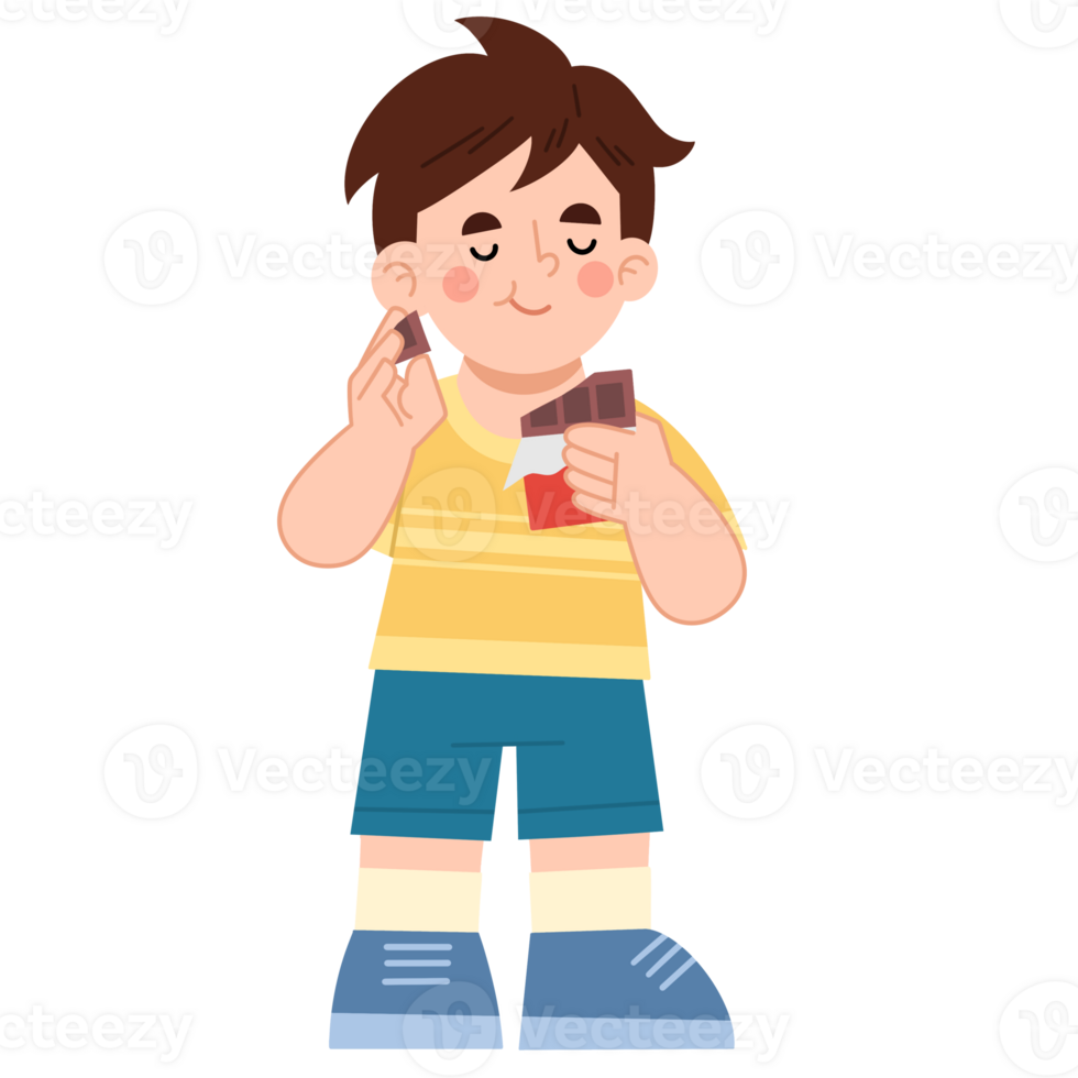 illustration of boy enjoying chocolate png