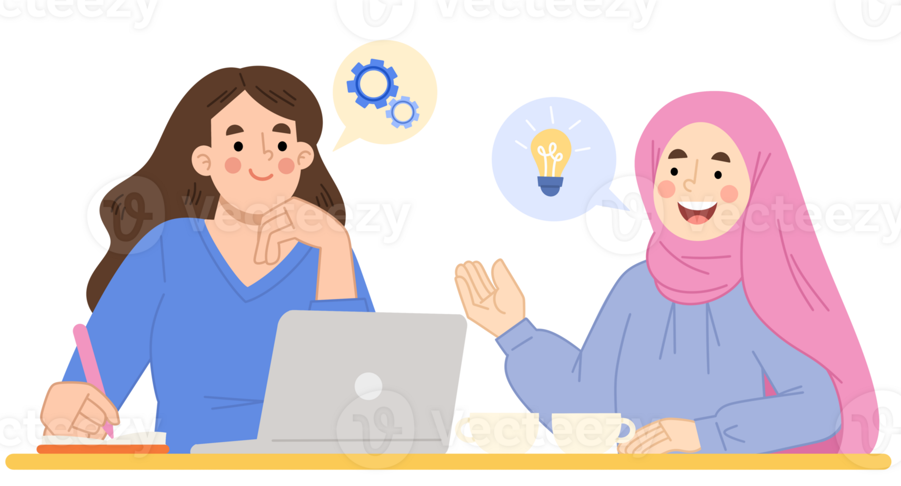 Illustration of businesswoman working discussion meeting png