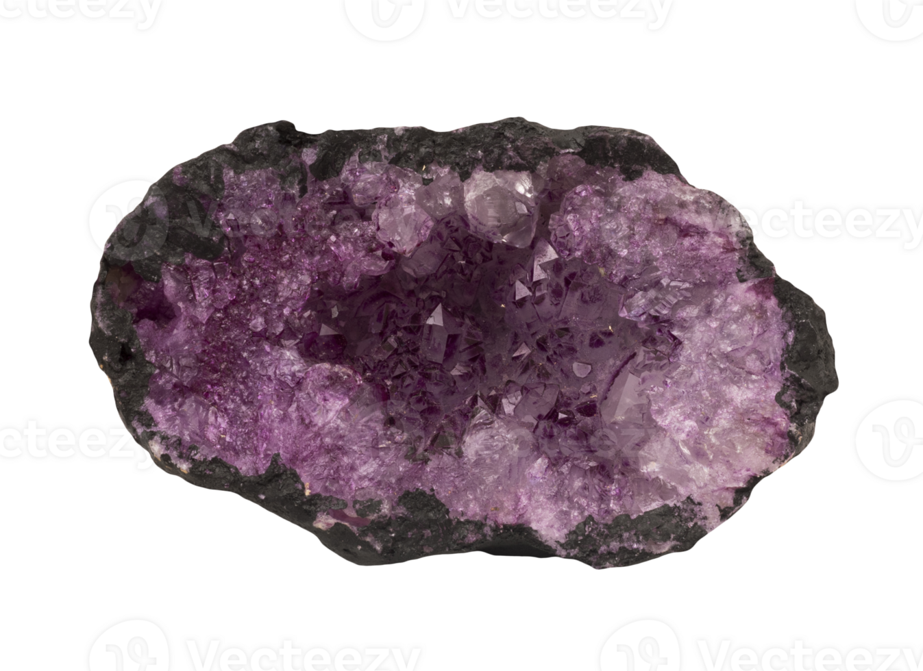 Captivating close-up view of vibrant amethyst geode png