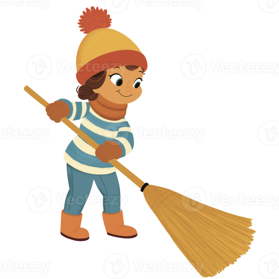 Girl with a Broom png